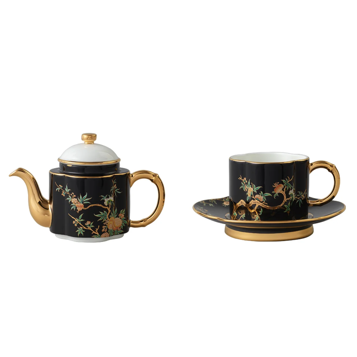 【China Direct Shipping, 10-15 days】Auratic Guochen Yongfengyuan Lady Porcelain Pomegranate Home 4 Head Tea Set (180ml)
