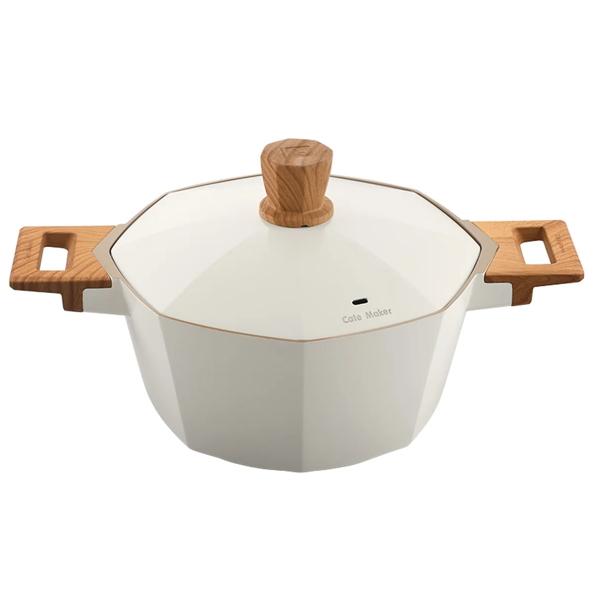 Cartmark octagonal ceramic soup pot, flat bottom, non stick, stewing pot, cooking soup pot, Congee, meat pot, soup, frying auxiliary food pot, gas induction cooker, general 4.5L white