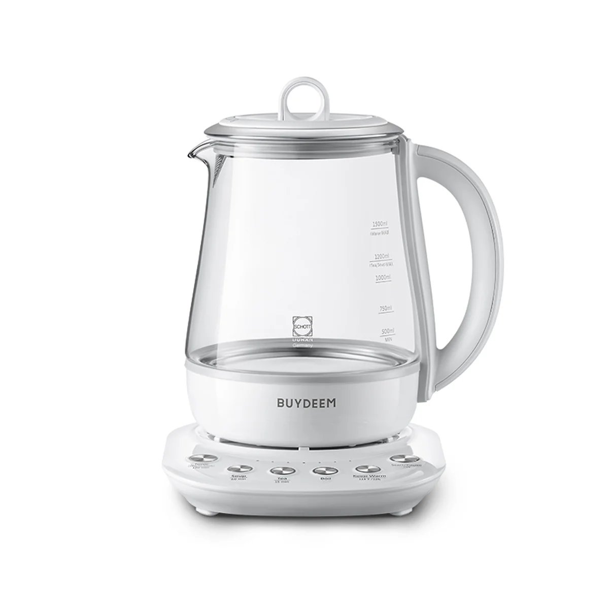 Buydeem K123US Fully Automatic Health Kettle, Multifunctional Household Kettle for Boiling Water and Tea, Stewing and Cooking in One, Off-White, 1.5L