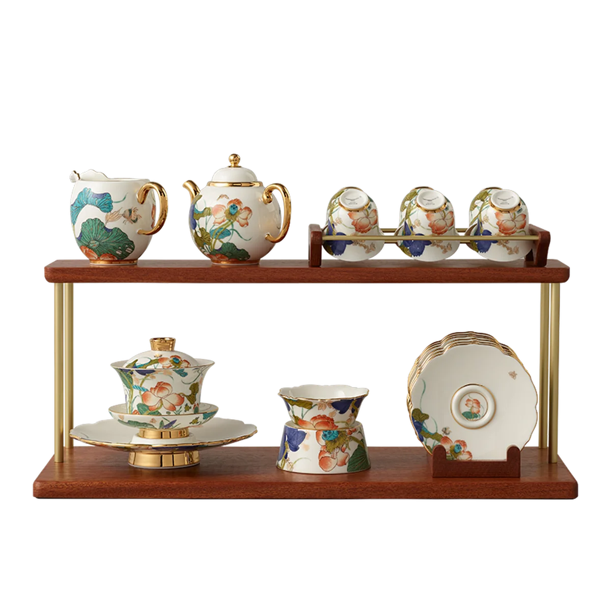 [China Direct Shipping, 5-7days] Auratic China Porcelain Yongfengyuan Happiness and Harmony 21-head Kung Fu Tea Set