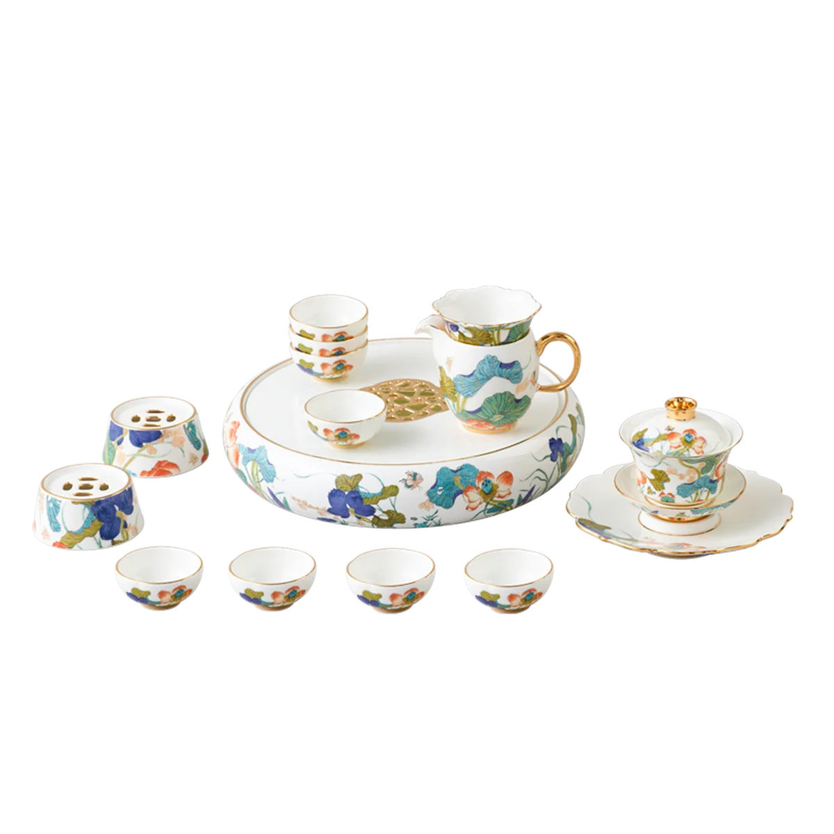 [China Direct Shipping, 5-7days] Happiness and Harmony 18-head Tide Tea Set (8pcs)
