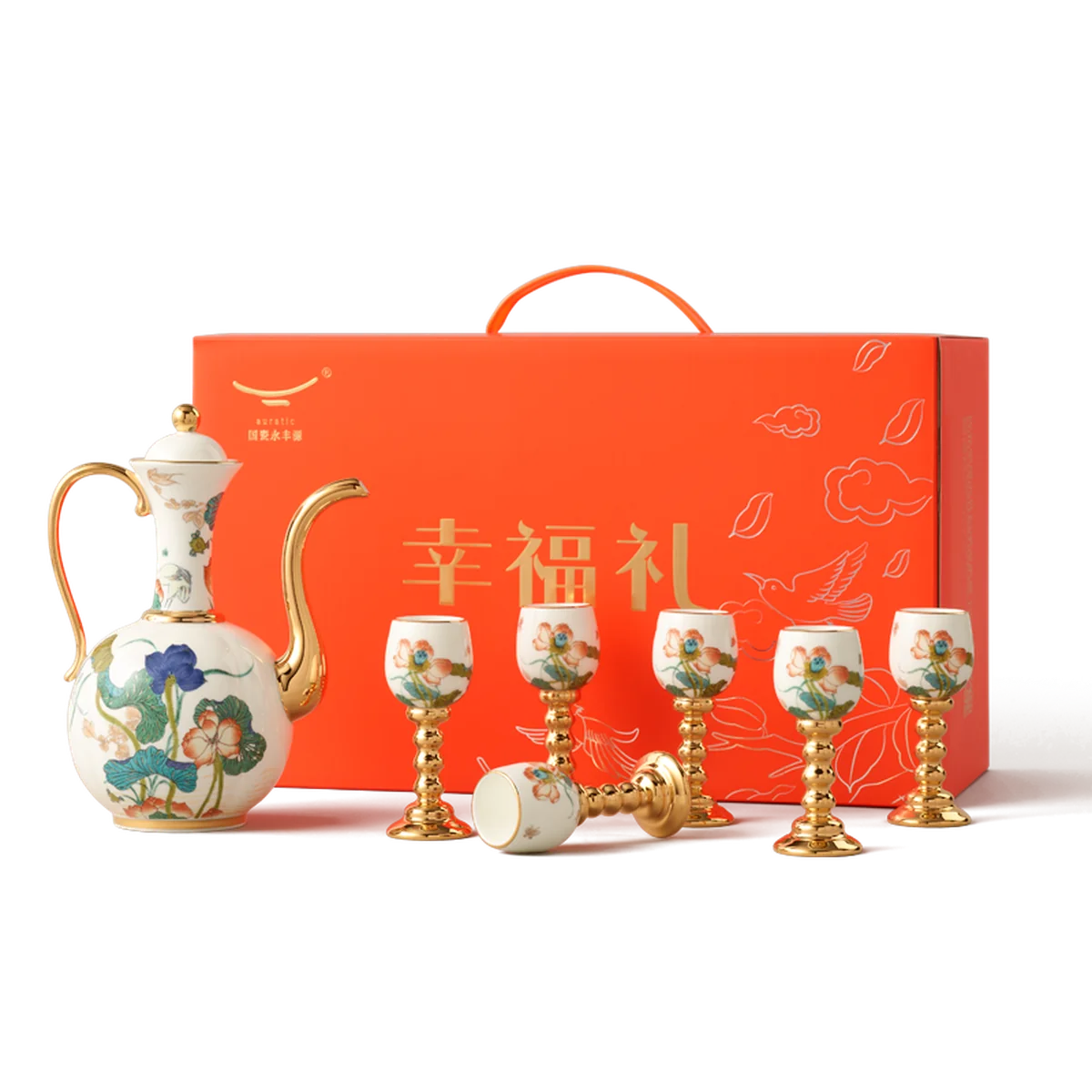 [China Direct Shipping, Time Limit 5-7 Days] Happiness and Harmony 8 Heads Wine Set