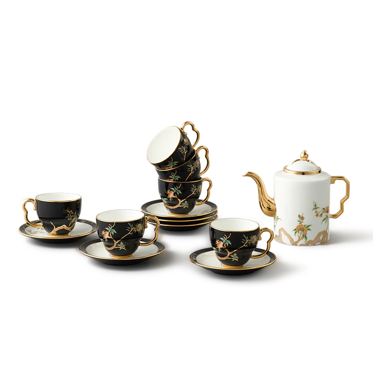 【China Direct Shipping, 5-7 days】Auratic Guochen Yongfengyuan Pomegranate Home 14 Head Straight Pot Tea Set (480ml)