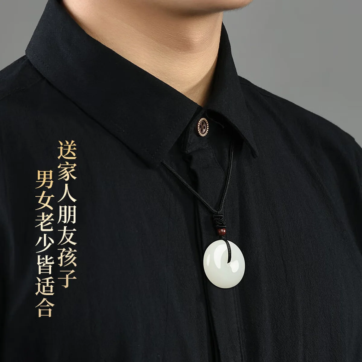 【中国直邮，时效10-15天】凤禧珠宝和田玉平安扣 吊坠玉坠玉佩 男女生日节日礼物 25mm