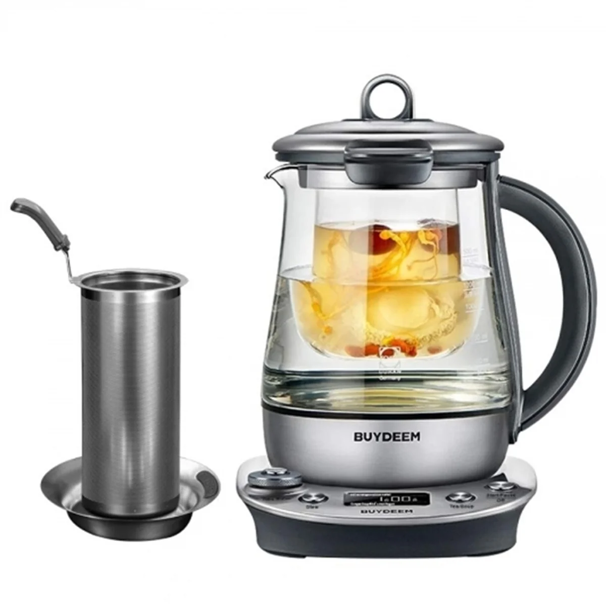 Buydeem Stainless Steel Health Pot K2973,Health-Care Beverage Tea Maker Kettle,8-in-1 Programmable Brew Cooker Master, 1.5L