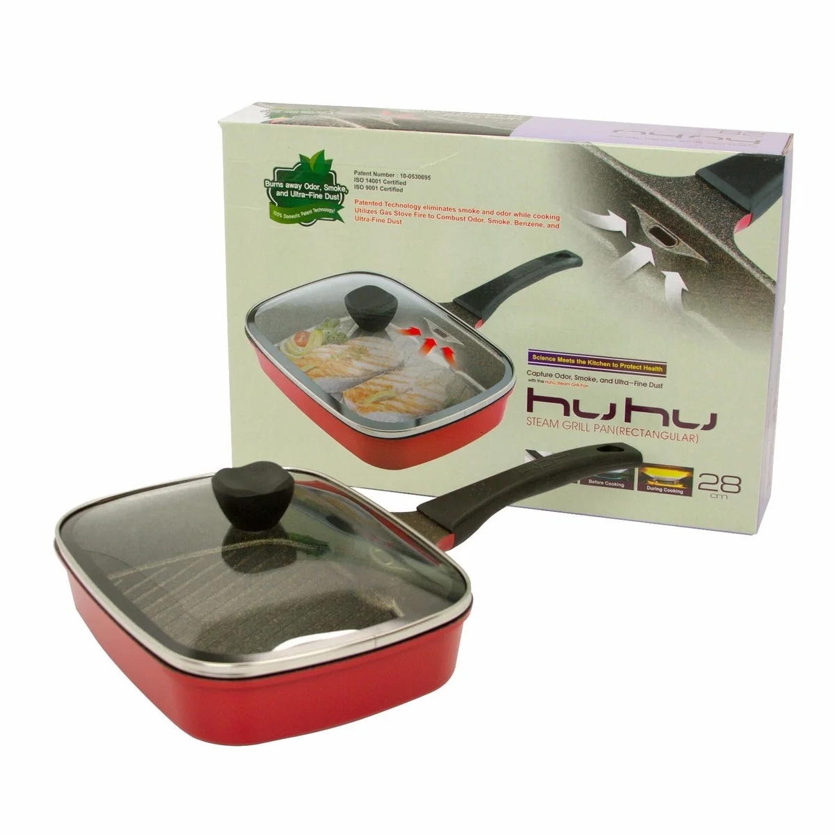 The HUHU Smokeless Rectangular Grill Pan KG961386  28cm