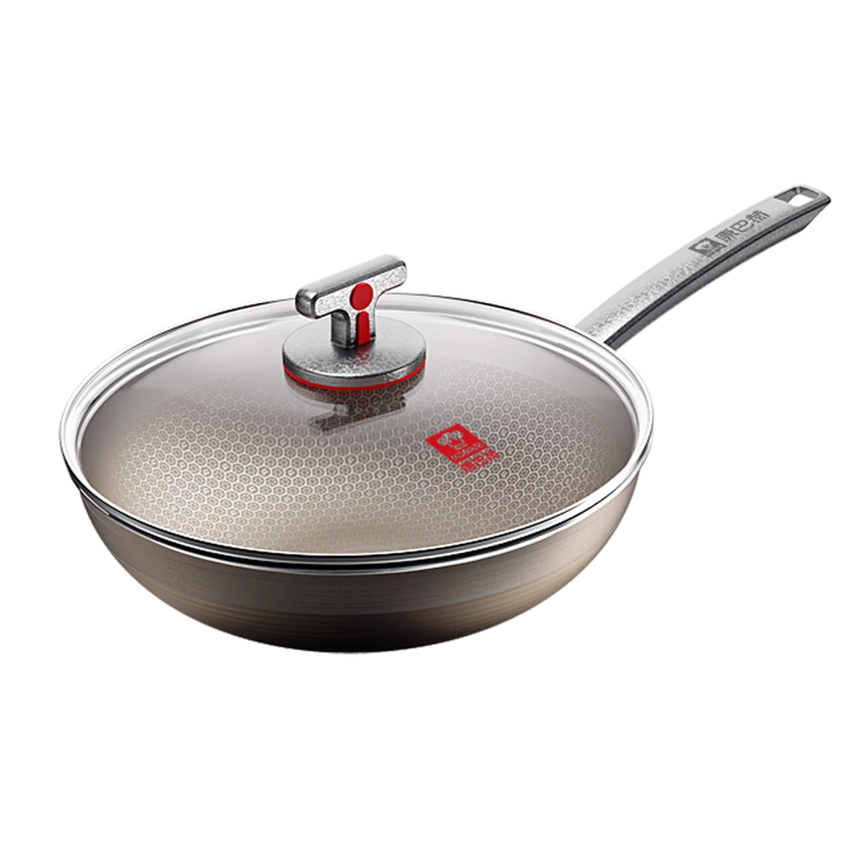 kobach's new titanium honeycomb uncoated pan, non stick pan, household stir fry titanium pan, induction cooker, gas stove, universal uncoated titanium honeycomb pan, 32cm