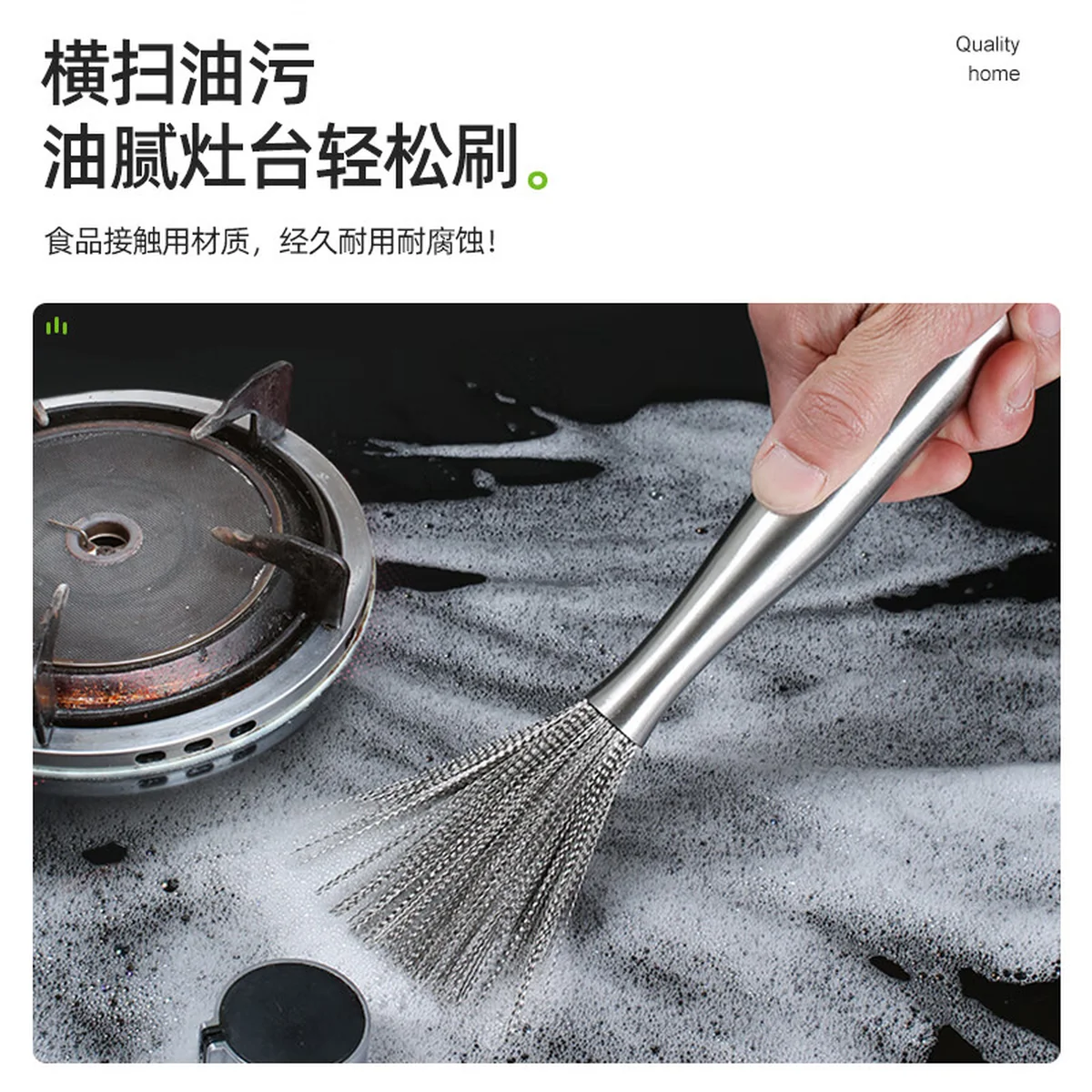 [Direct shipping from China, 10-15 days] Oak 304 stainless steel pot brush, full steel brush pot cleaning tool, household stainless steel wire brush, long-handled cleaning brush