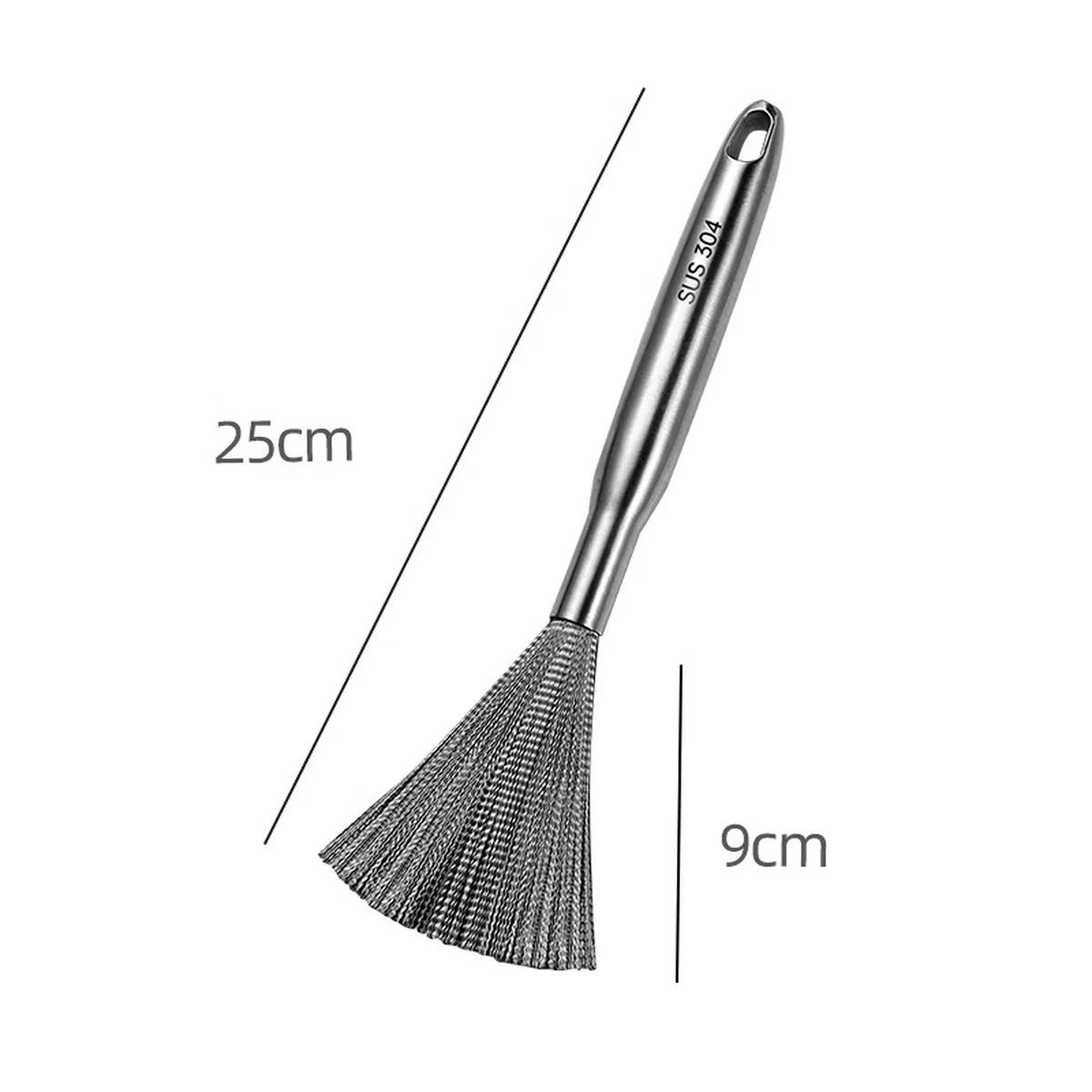 [Direct shipping from China, 10-15 days] Oak 304 stainless steel pot brush, full steel brush pot cleaning tool, household stainless steel wire brush, long-handled cleaning brush
