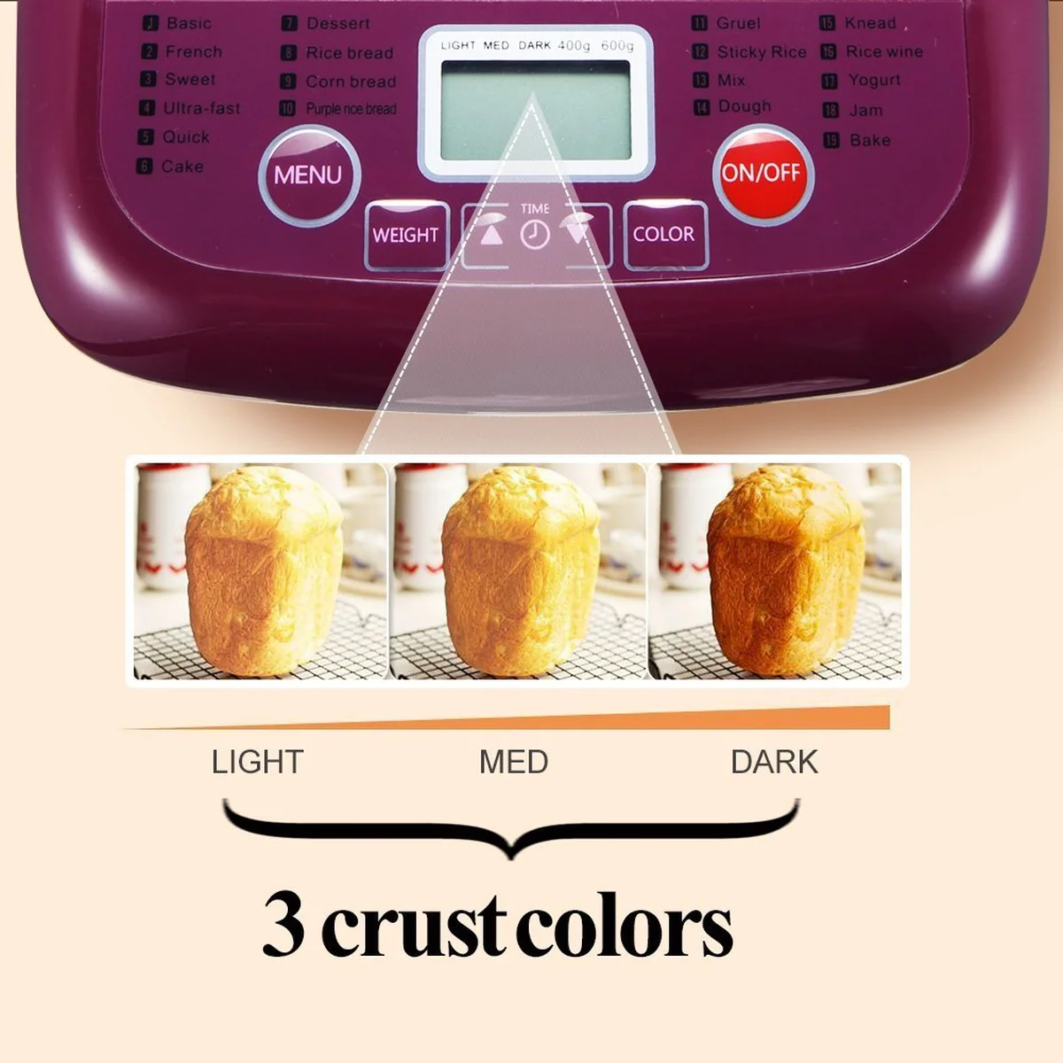 SKG 3931 Automatic Mini Bread Maker, 1 LB - Purple / White