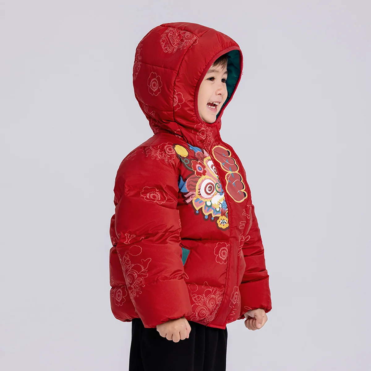 【China Direct Shipping, 10-15 days】The year clothes There is a dragon then Ling down jacket short national style down jacket variety of collocation lively children's interest