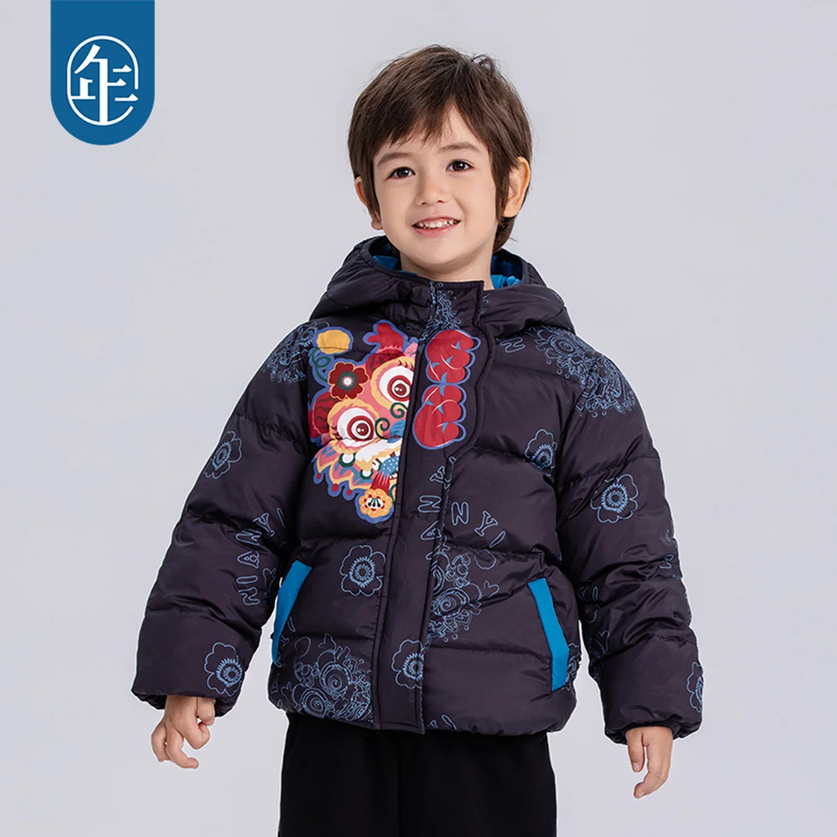 【China Direct Shipping, 10-15 days】The year clothes There is a dragon then Ling down jacket short national style down jacket variety of collocation lively children's interest