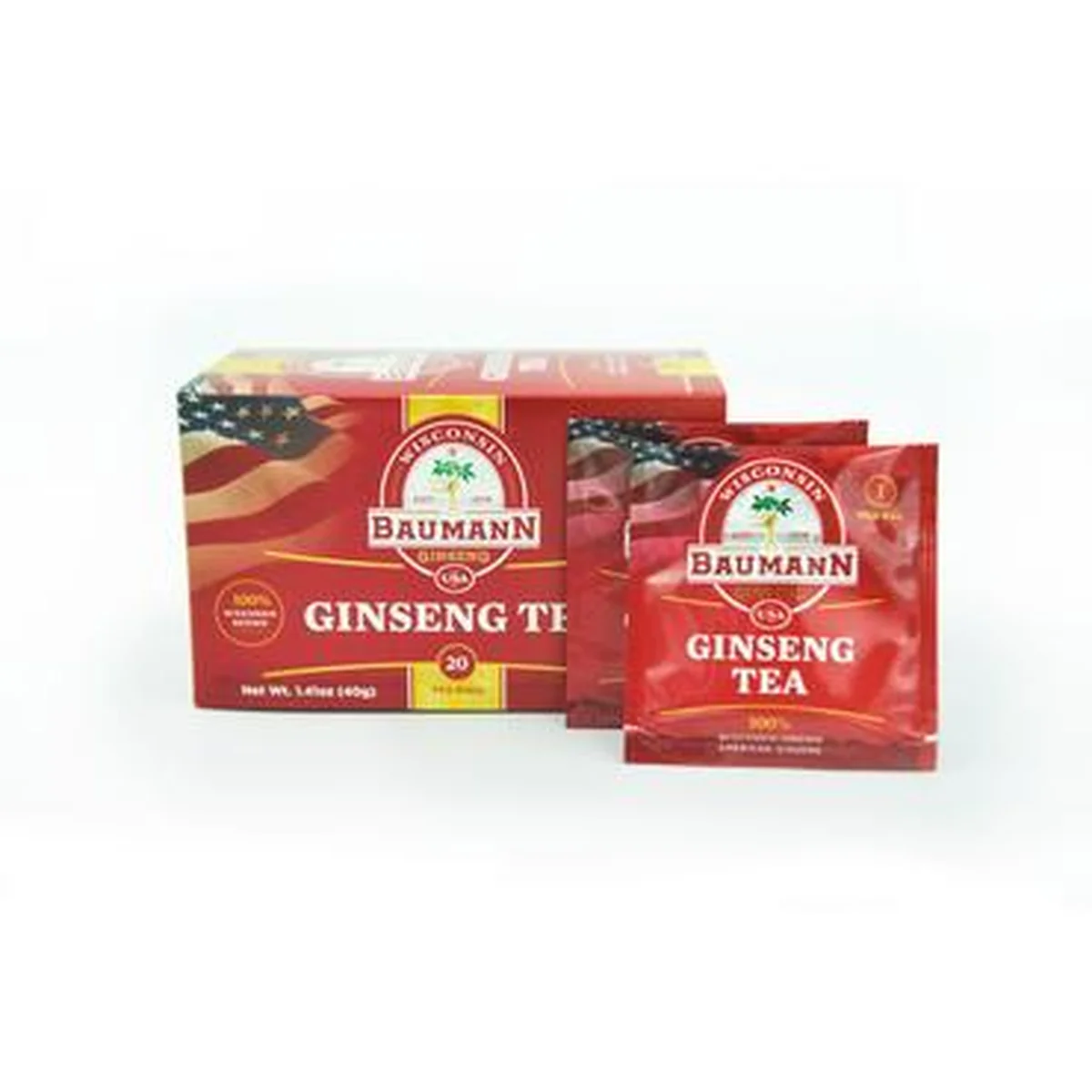 BAUMANN Wisconsin American Ginseng Tea Bags Three Boxes, 40g  (2g * 20 bags)
