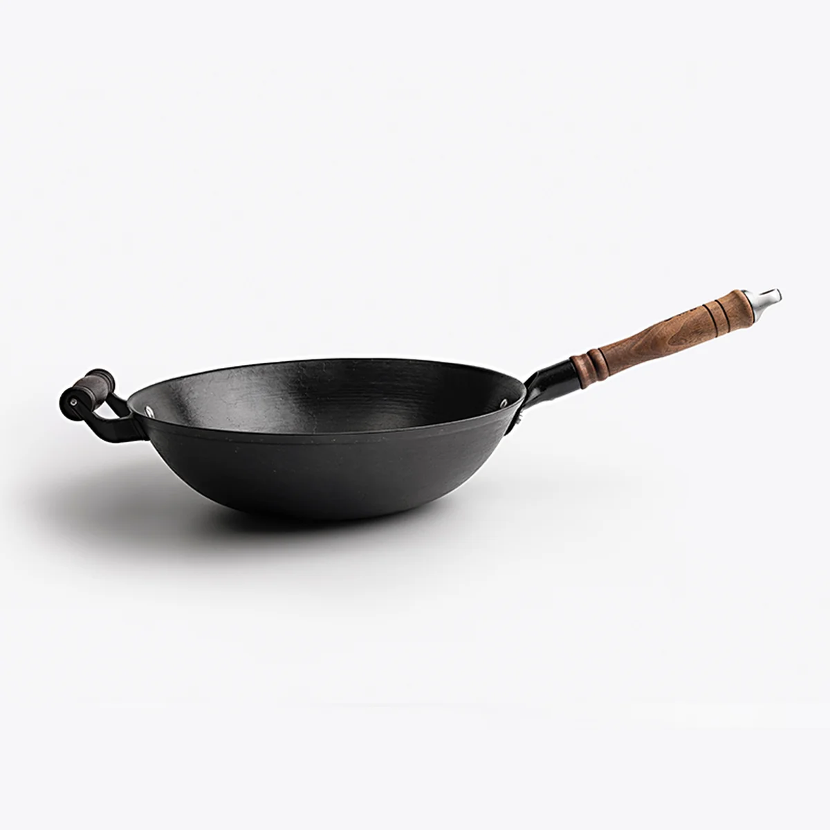 Wang Yuanji, household ancient wok cast iron pot, flat bottom with cedar cover, universal for induction cooker and gas stove, 32/34/36cm