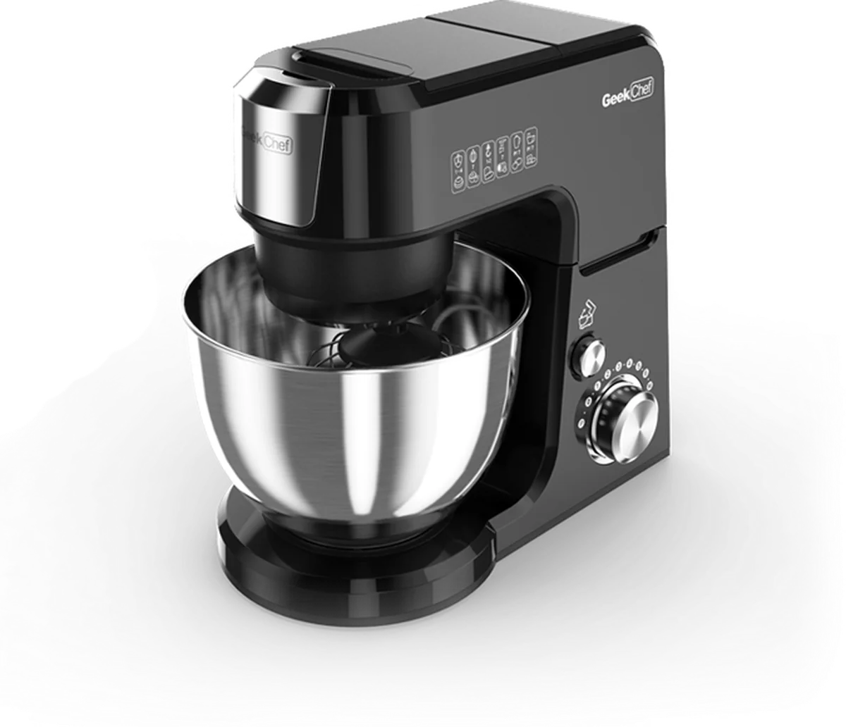 Geek Chef  2.5 Litre (L) / 2.6 quart (qt.) Mini Size 4-in-1 Die-cast Tilt Head Stand Mixer with 4 Power Outlets GM25