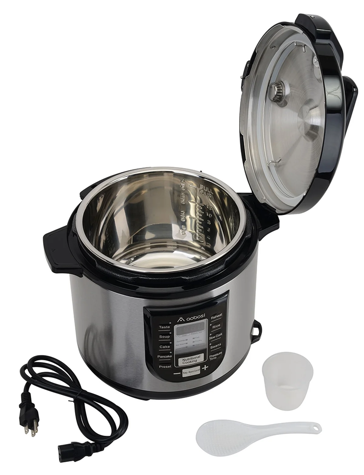Aobosi Multi-Functional 6Qt/1000W Electric Pressure Cooker Stainless Steel Cooking Stock Pot Digital YBW60-100P1