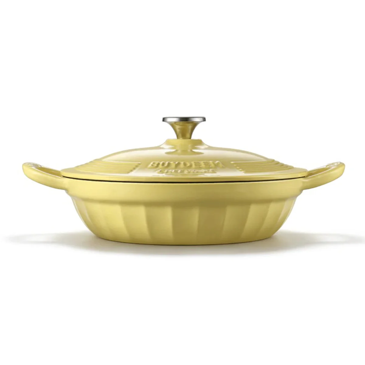 【Free gift】Buydeem Flat Enameled Cast Iron Casserole Braiser