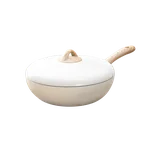 Amercook Amir small ball pot Maifan stone frying pan frying pan non-stick pan induction cooker gas universal white 30cm