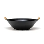 王源吉 古法铸铁苏锅 物理不粘 带杉木盖 电磁炉煤气灶通用 36cm