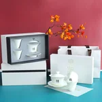 【 China Direct Mail, Delivery Time 10-15 Days 】 Zhengshan Tang Junmei Chinese Simple White Porcelain Tea Set with Bowl Cover and Tea Cup Combination