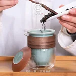 【不再补货】瓯江龙泉青瓷旅行茶具套装 简约陶瓷灰釉便携式创意一壶三杯快客杯
