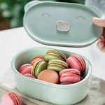 Buydeem Ceramic Food Storage Container with Airtight Lid, Microwaveable and Dishwasher Safe, for Office Work and Travel, Green