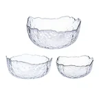 IJARL, Irregular Salad Bowl, Transparent Phnom Penh Glass Bowl, Transparent Gold Traced, Various Specifications,3 packs
