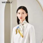 【中国直邮，时效8-20天】万事利真丝丝巾女薄款高端送礼情人节礼物丝绸桑蚕丝中方巾万物生-金蓝
