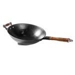 Wang Yuanji, household ancient wok cast iron pot, flat bottom with cedar cover, universal for induction cooker and gas stove, 32/34/36cm