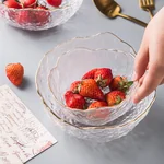 IJARL, Irregular Salad Bowl, Transparent Phnom Penh Glass Bowl, Transparent Gold Traced, Various Specifications,3 packs