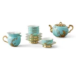 [China Direct Shipping, 5-7 days] Auratic China Porcelain Yongfengyuan 12-head Tea Set in West Lake Blue