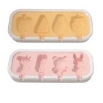 【China direct mail, delivery time 10-15 days】 Baijie ice cream mold DIY cartoon complementary food frozen grid ice cream artifact ice cream ice cream box silicone ice cream stick mold 2-piece set - ice set