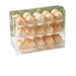 【China direct mail, delivery time 10-15 days】PAKCHOICE egg storage box refrigerator side door storage rack can be flipped, kitchen specific egg tray fresh-keeping box artifact automatically flips/can hold 30 pieces - transparent