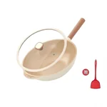Amercook钛陶瓷0氟不粘锅扶桑木炒锅 不粘家用平底煎炒锅 燃气电磁炉通用 32CM