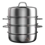 KOBACH 304 Stainless Steel Steamer/Stew Pot, Three-Layer Thickened, Suitable for Induction Cookers and Gas Stoves, 32CM