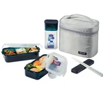 Lock&Lock Rectangular 3-Piece Lunch Box Set with Insulated Bag and Water Bottle HPL762RP