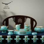 [China deliver directly, Arriving in 5-7 days] Auratic National Porcelain Yongfengyuan Madam Porcelain West Lake Blue 33 Tea Set Kung Fu Tea Set