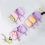 TIANXI Ice cream mould, Silicone household, Creative cartoon, Rabbit + cat paw + oval, 3 piece set