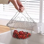YAGAO Stainless steel frying large strainer drain basket, Drain and filter oil, Telescopic folding
