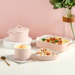 Songfa, 4-piece household ceramic baking tableware, cheese baked rice tray, baking tray, matte powder