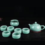 OUJIANG Oujiang Longquan Celadon Ge Kiln·Xishi Pot 8 Tea Sets Zero Lead and Zero Cadmium Plum Green