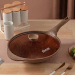 Amercook Alfita granite series non-stick frying pan, imported medical stone non-stick pan, brown, 32cm