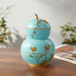 [China Direct Shipping, 5-7 days] Auratic China Porcelain Yongfengyuan 4-head Fortune Fruit Plate in West Lake Blue (130mm)