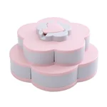 Meierjing Petal Rotating Double Fruit Plate Multi-Grid Easy Storage Pink