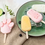 TIANXI Ice cream mould, Silicone household, Creative cartoon, Rabbit + cat paw + oval, 3 piece set