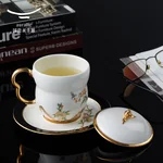 Auratic, Homeland Ceramic Tea Cup, Three-piece Set, with Lid Tea Cup, White, 240ML