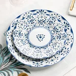 Red leaf, Jingdezhen Ceramics 30-piece In-glaze Blue and White Porcelain Tableware Set Ceramic Bowls, Plates and Spoons High Temperature Fine White Porcelain Lead-Free and Cadmium-Free