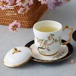Auratic, Homeland Ceramic Tea Cup, Three-piece Set, with Lid Tea Cup, White, 240ML