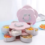 Meierjing Petal Rotating Double Fruit Plate Multi-Grid Easy Storage Pink