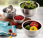 Prime Cook 不锈钢搅拌碗  多功能家用盆 圆形带盖 三件套